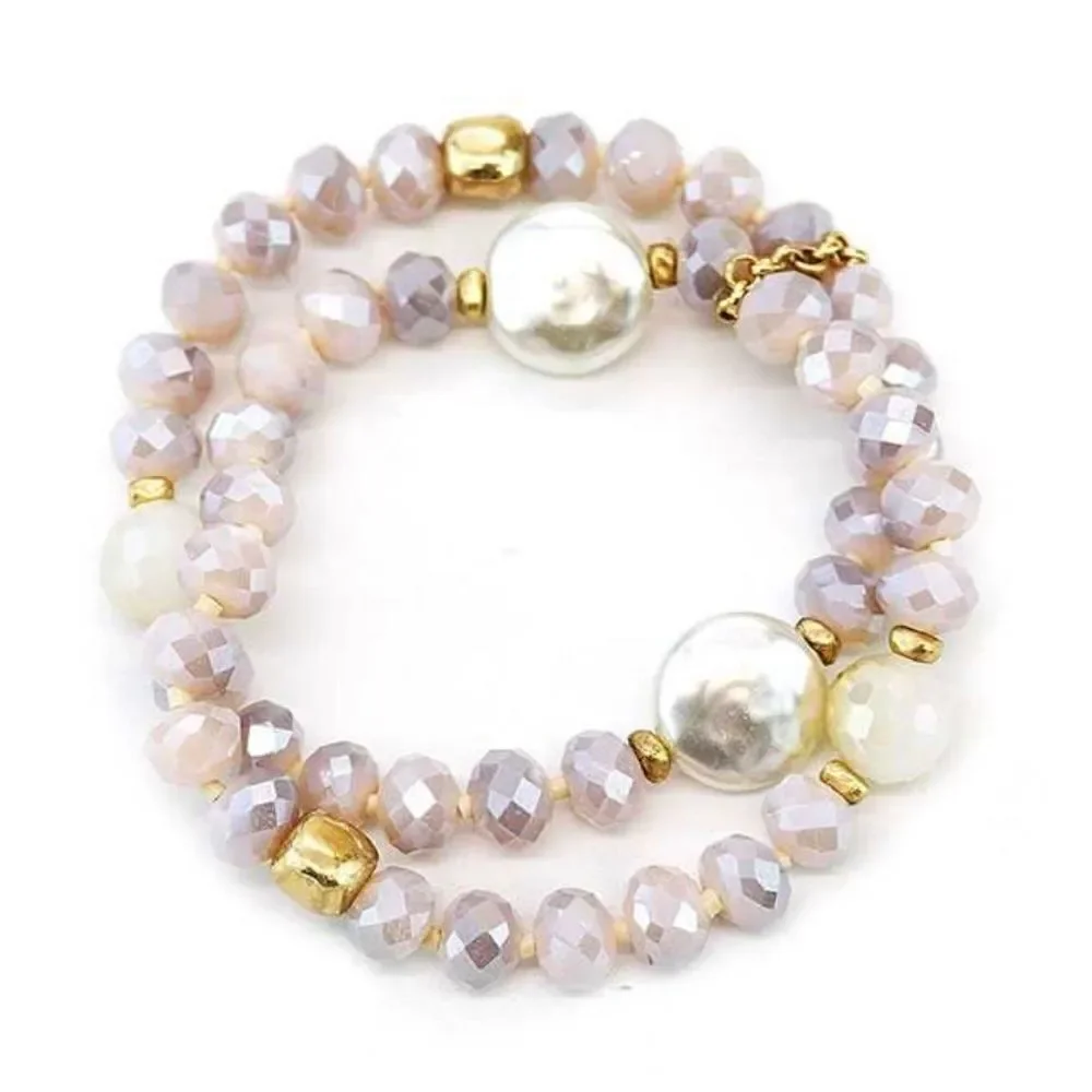 Iridescent Faceted Beaded Stretch Bracelet Set